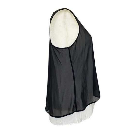 Bar III Women's size Medium 2 Layer High Low Tank Top Racer Back Zip Black White - Picture 4 of 7